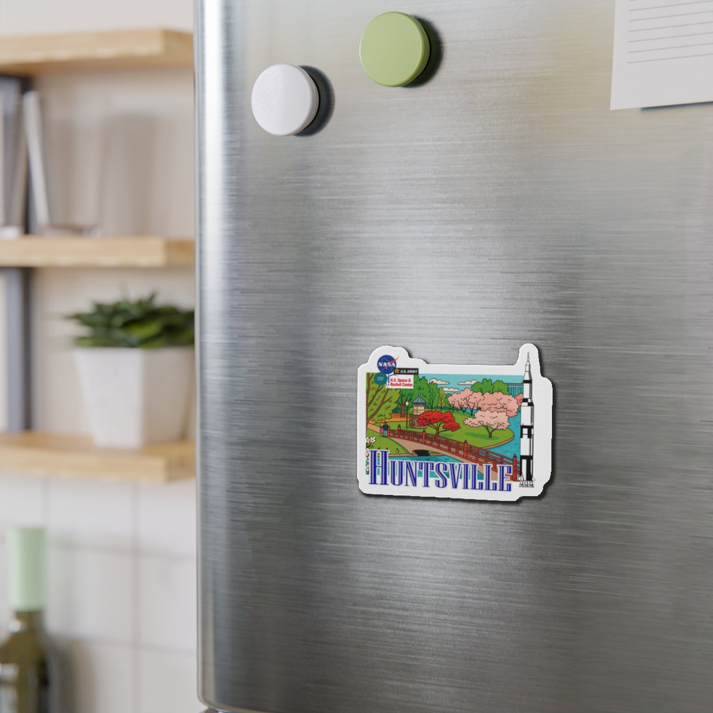 Huntsville Die-Cut Magnet | Unique Souvenir, Decorative Fridge Magnet, Gift for Travelers, Home Decor, Collectible