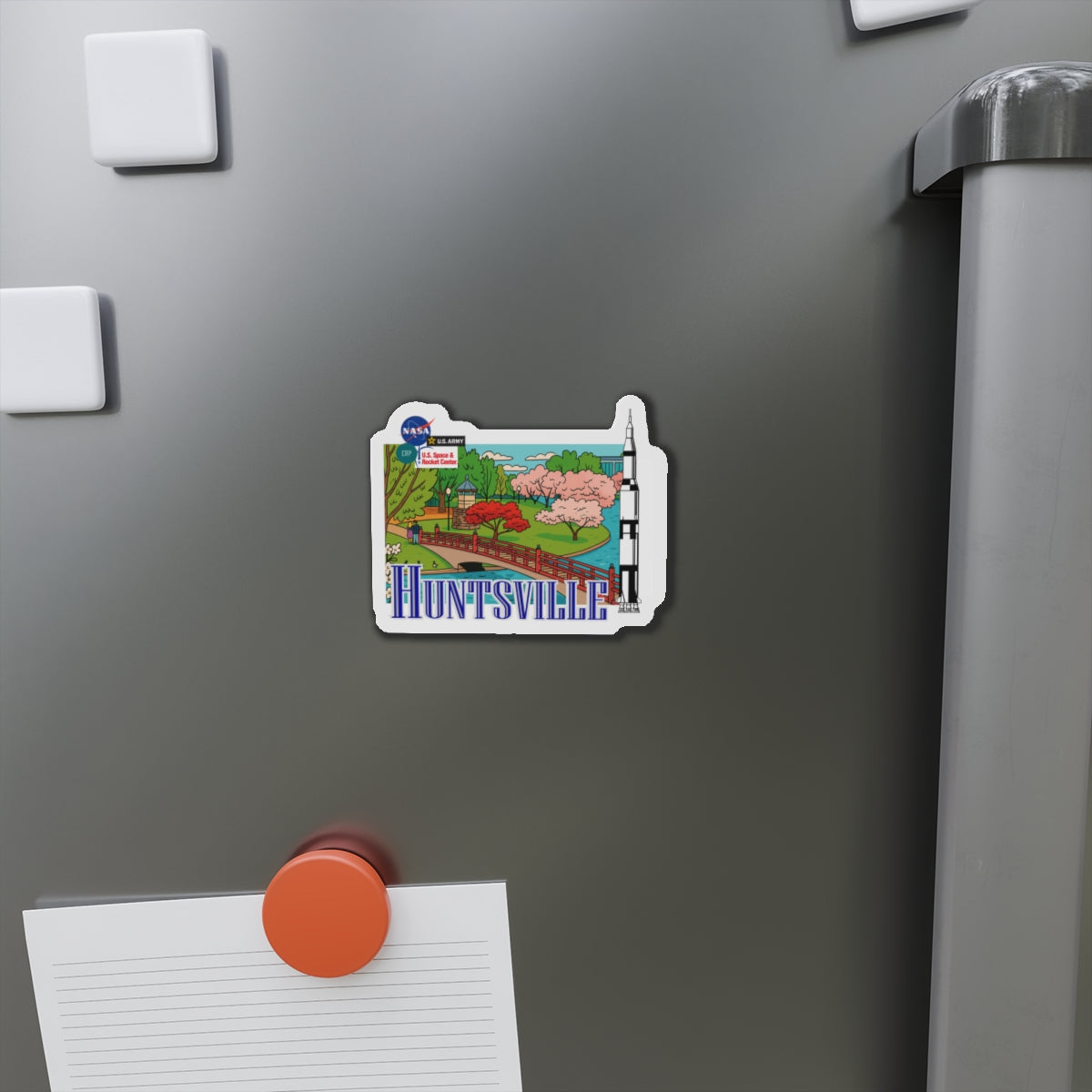 Huntsville Die-Cut Magnet | Unique Souvenir, Decorative Fridge Magnet, Gift for Travelers, Home Decor, Collectible